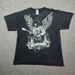 Jimi Hendrix T Shirt Mens Large Black Angel Wing Graphic Rock Tennessee River
